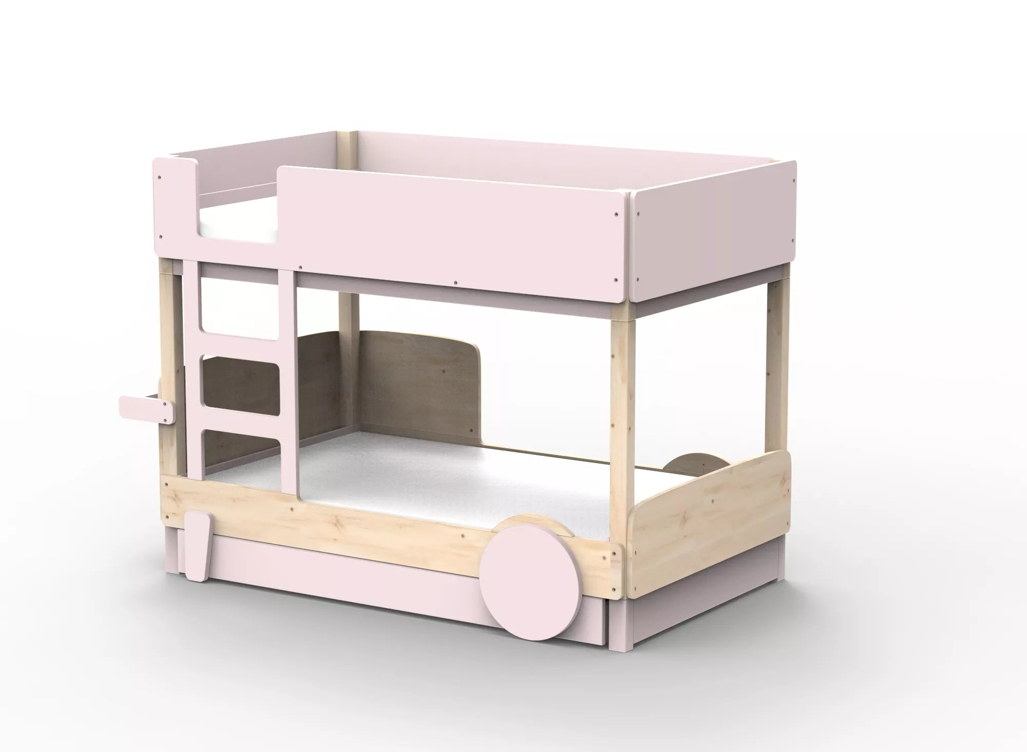 Lit Montessori superposé avec tiroir en bois massif - Éveil