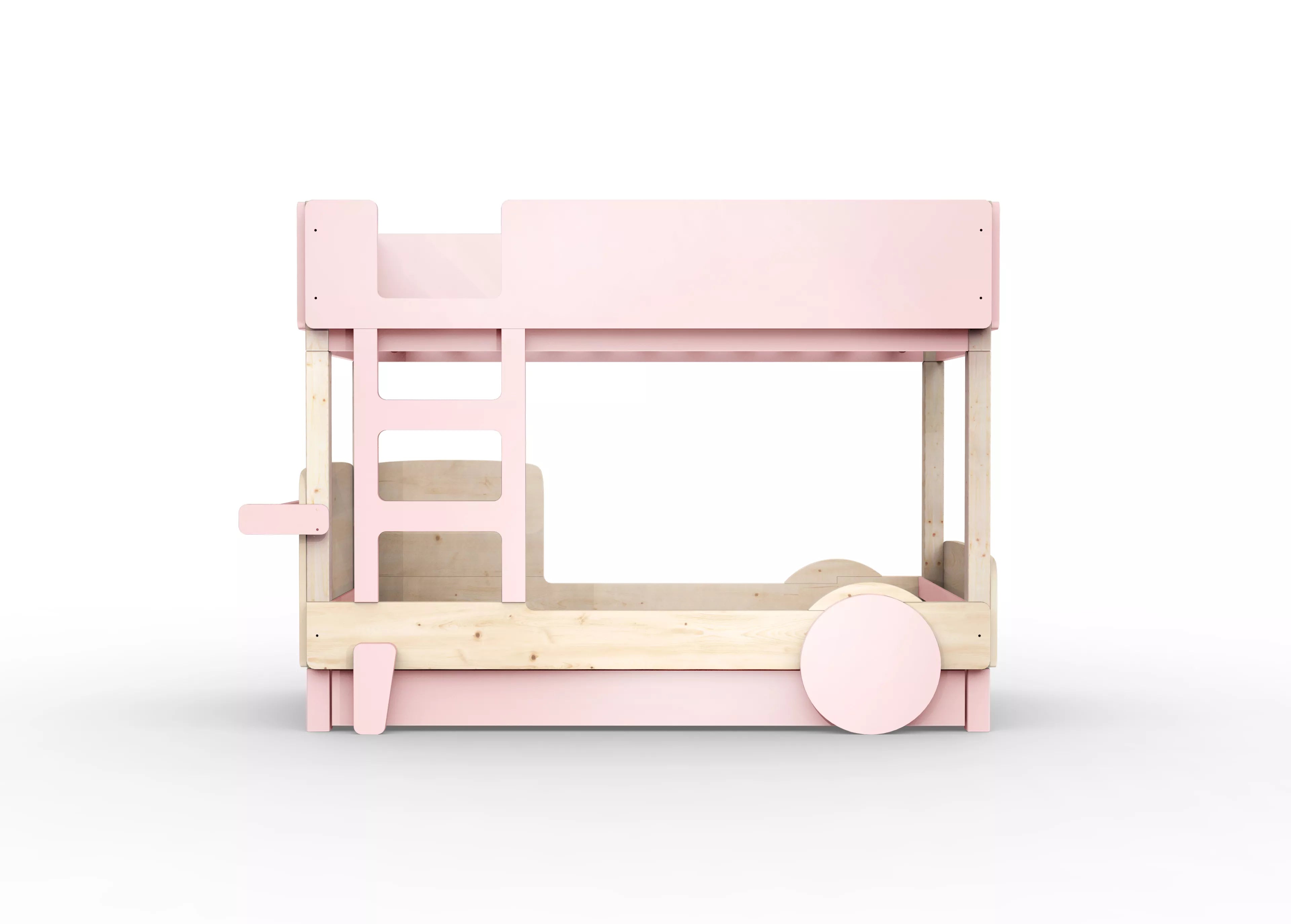 lit superpose en bois massif rose poudre avec tiroir