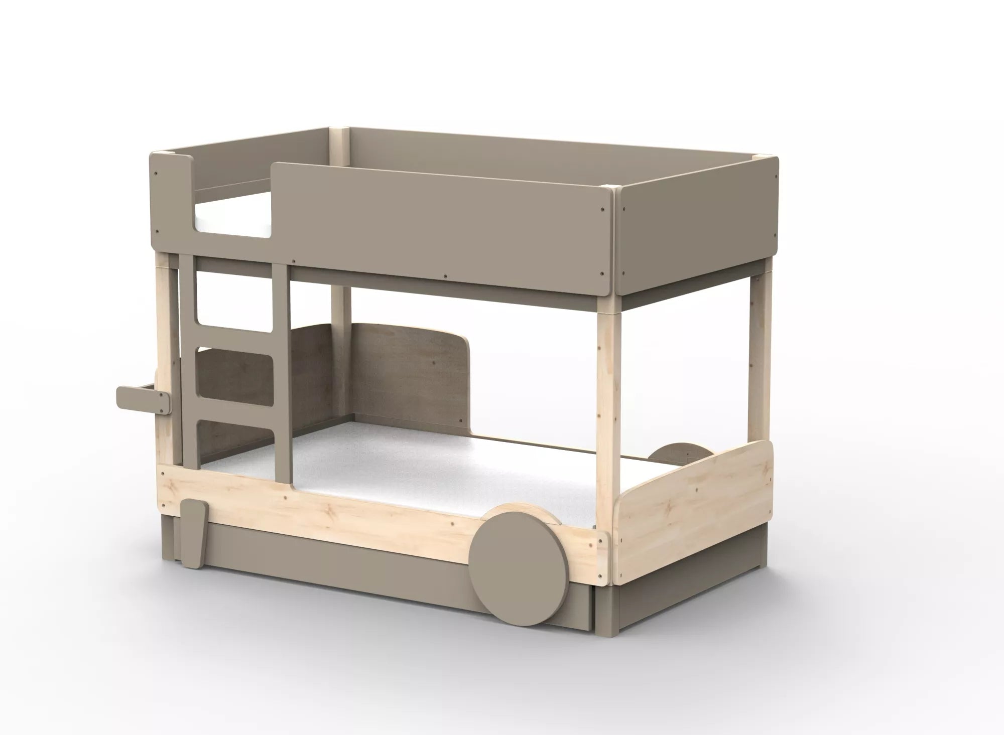 Lit Montessori superposé avec tiroir en bois massif - Éveil