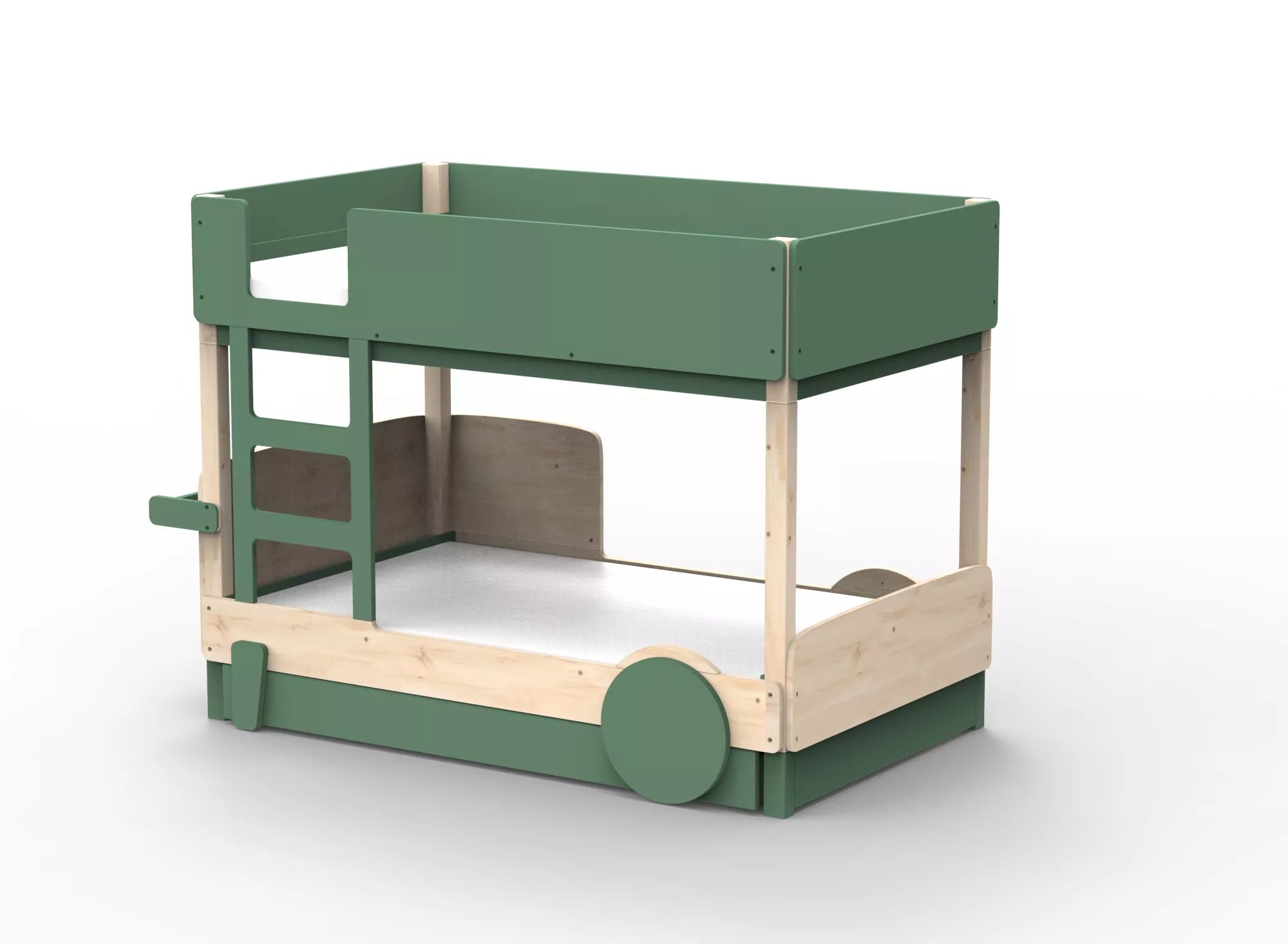 Lit Montessori superposé avec tiroir en bois massif - Éveil