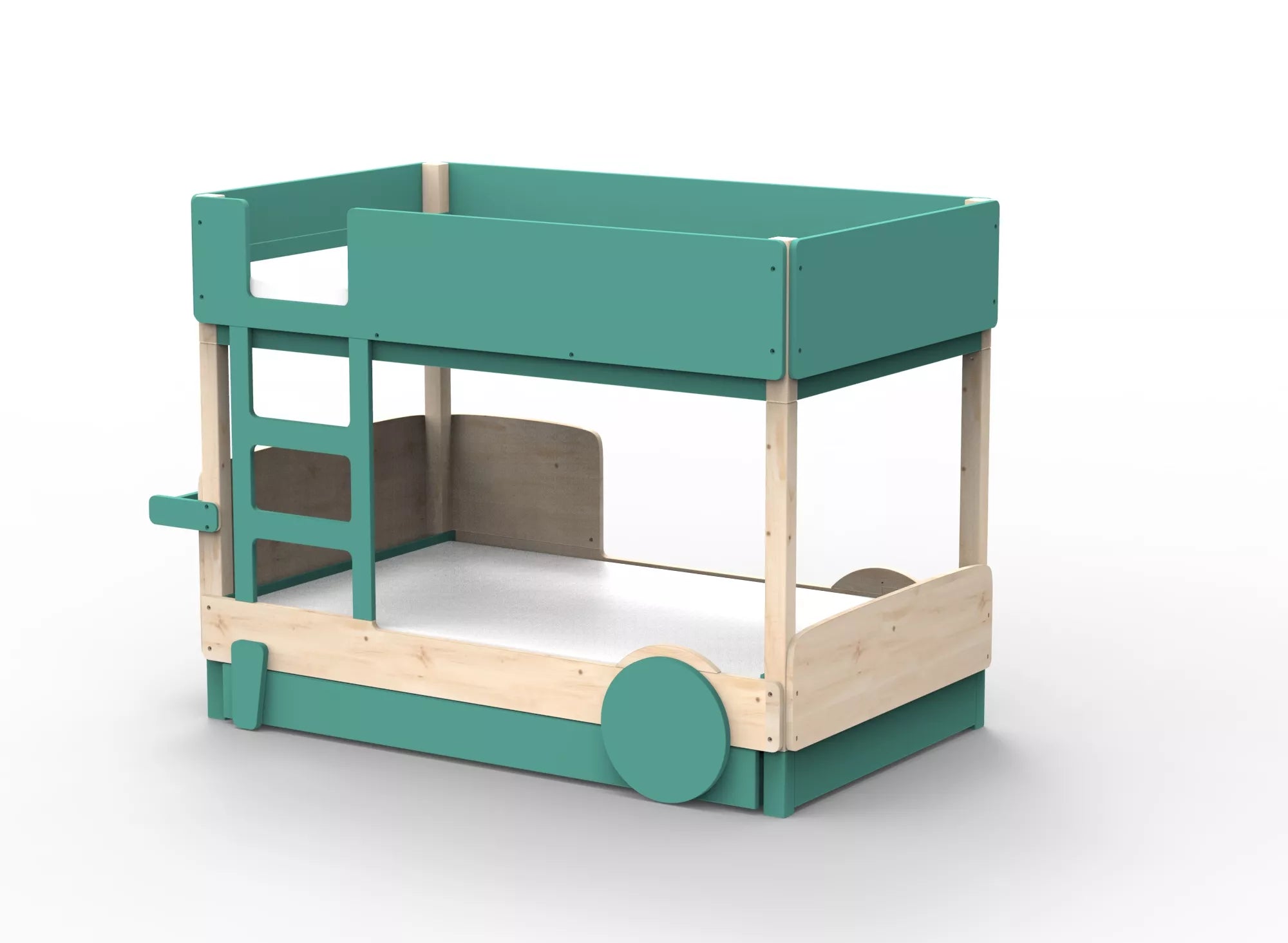 Lit Montessori superposé avec tiroir en bois massif - Éveil