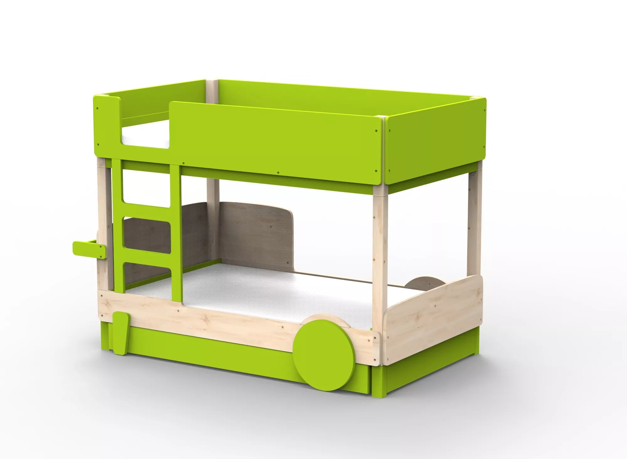 Lit Montessori superposé avec tiroir en bois massif - Éveil