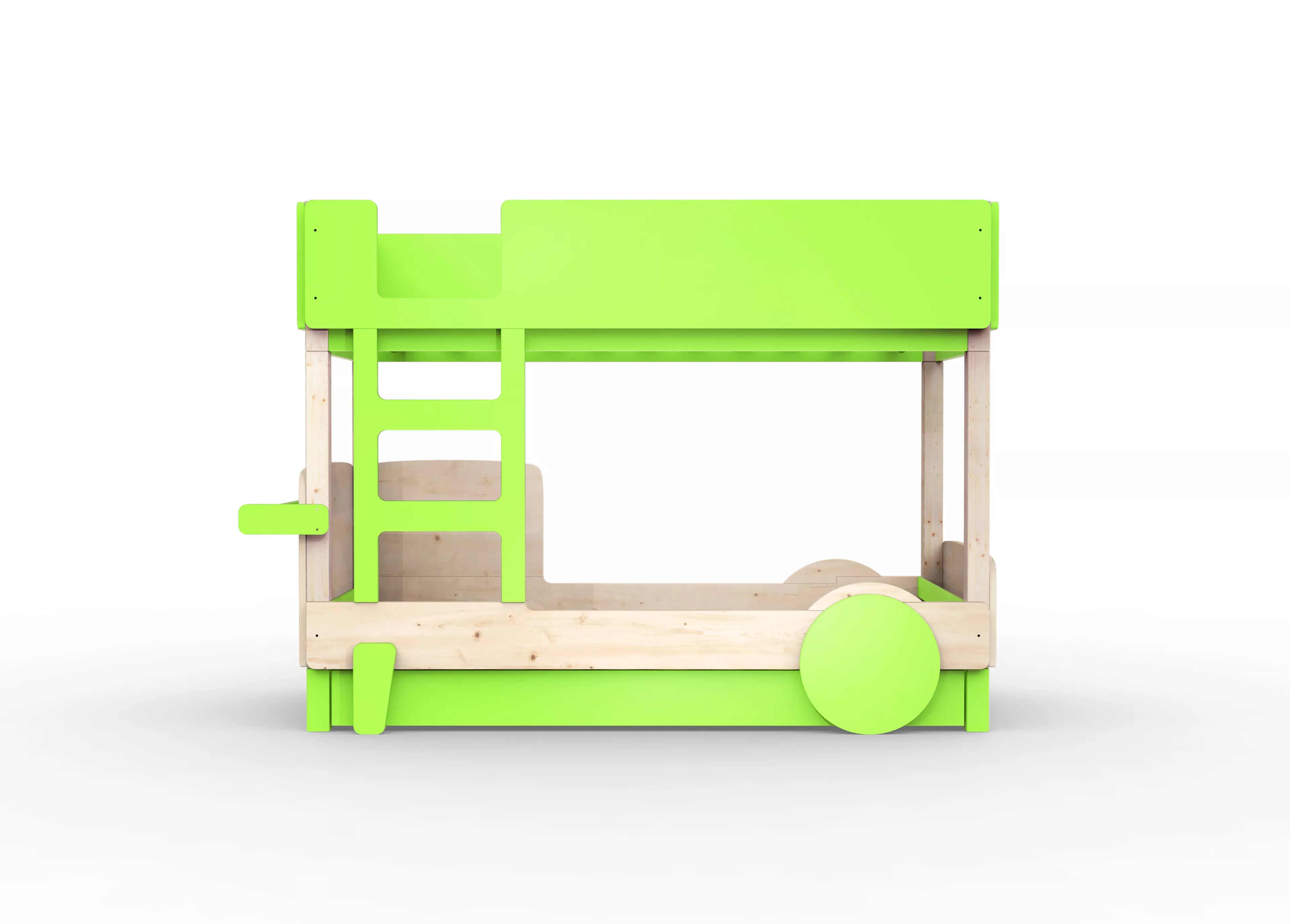 lit superpose en bois massif vert pomme avec tiroir
