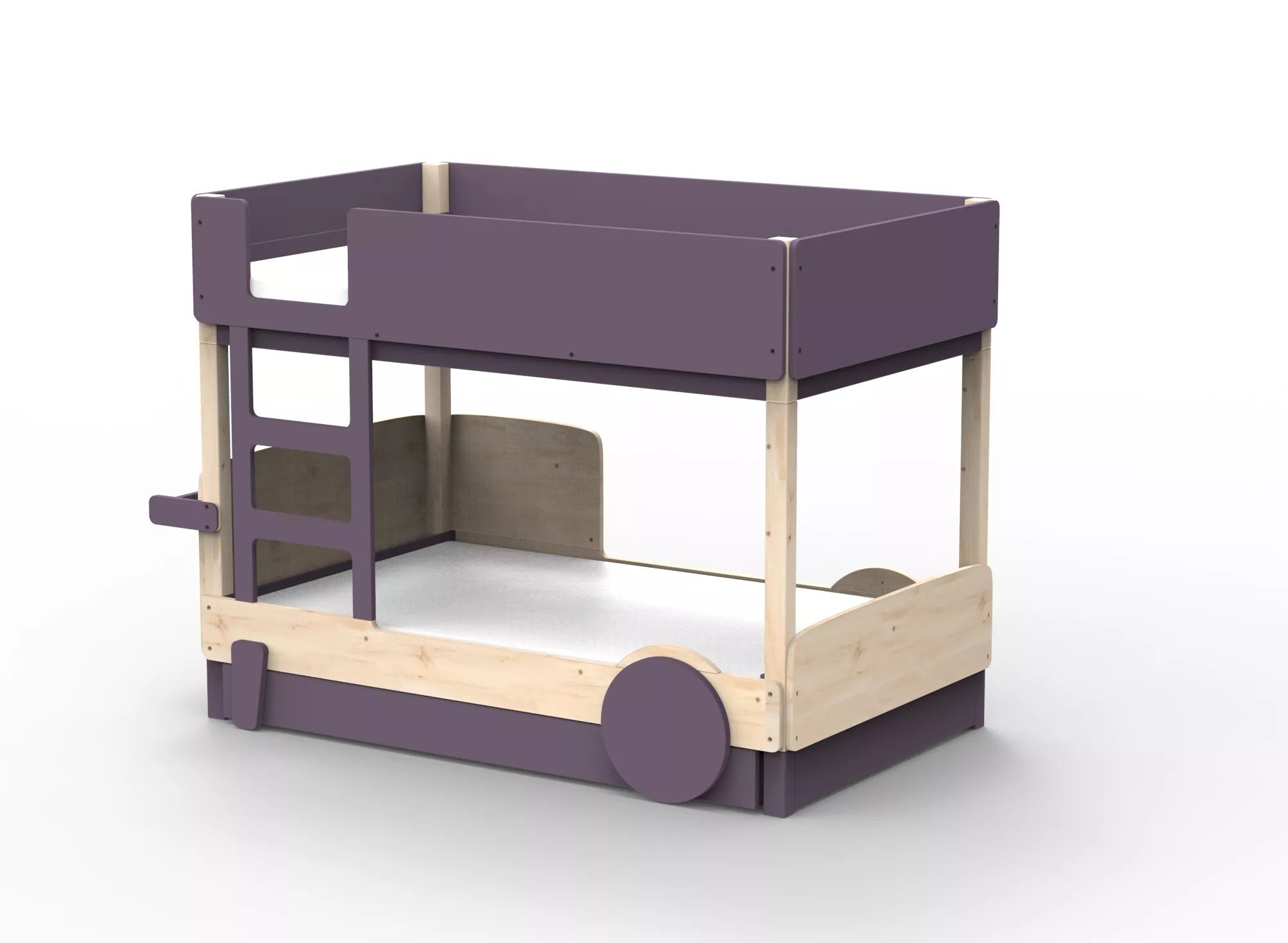 Lit Montessori superposé avec tiroir en bois massif - Éveil