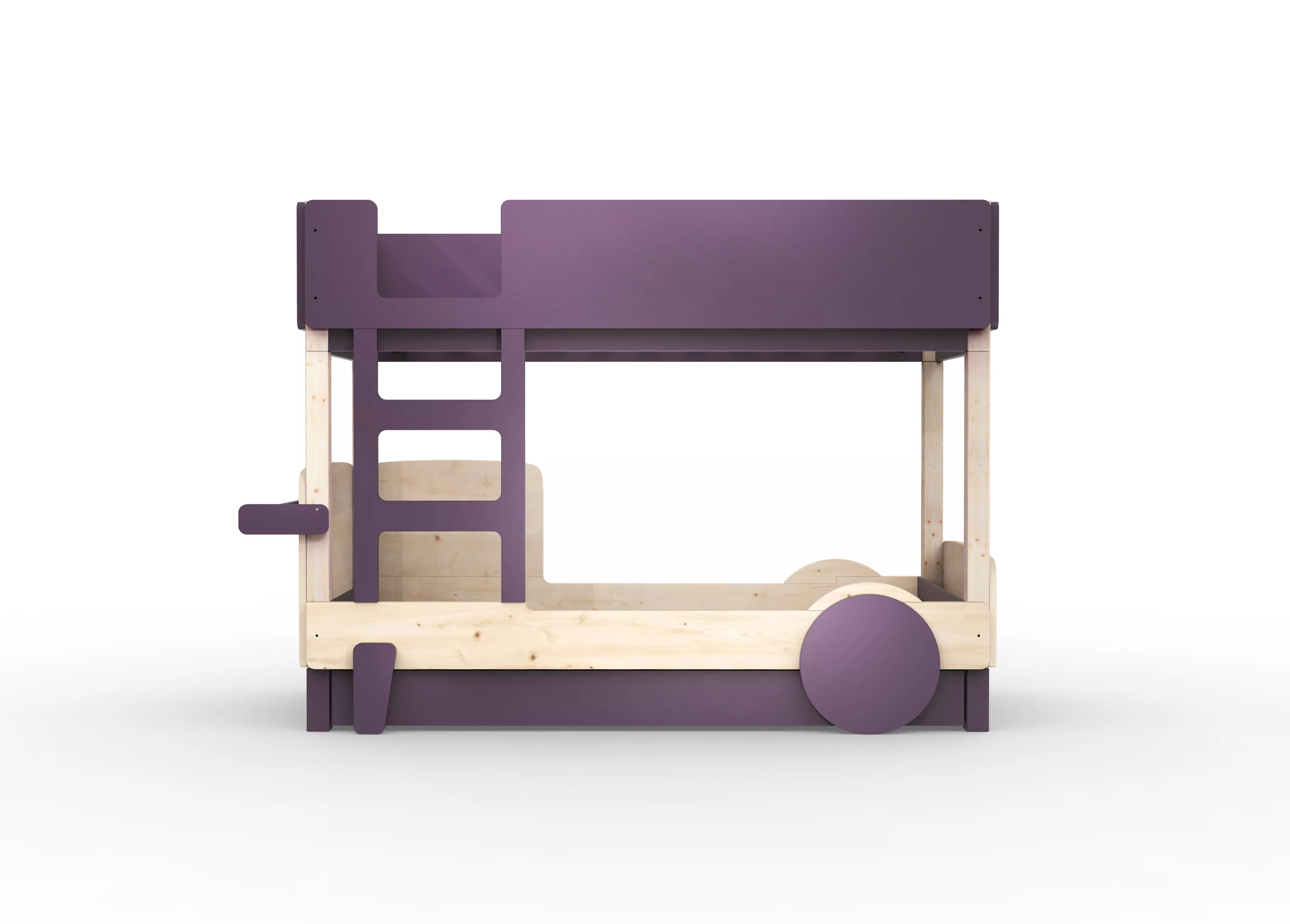 lit superpose en bois massif violet cuberdon avec tiroir