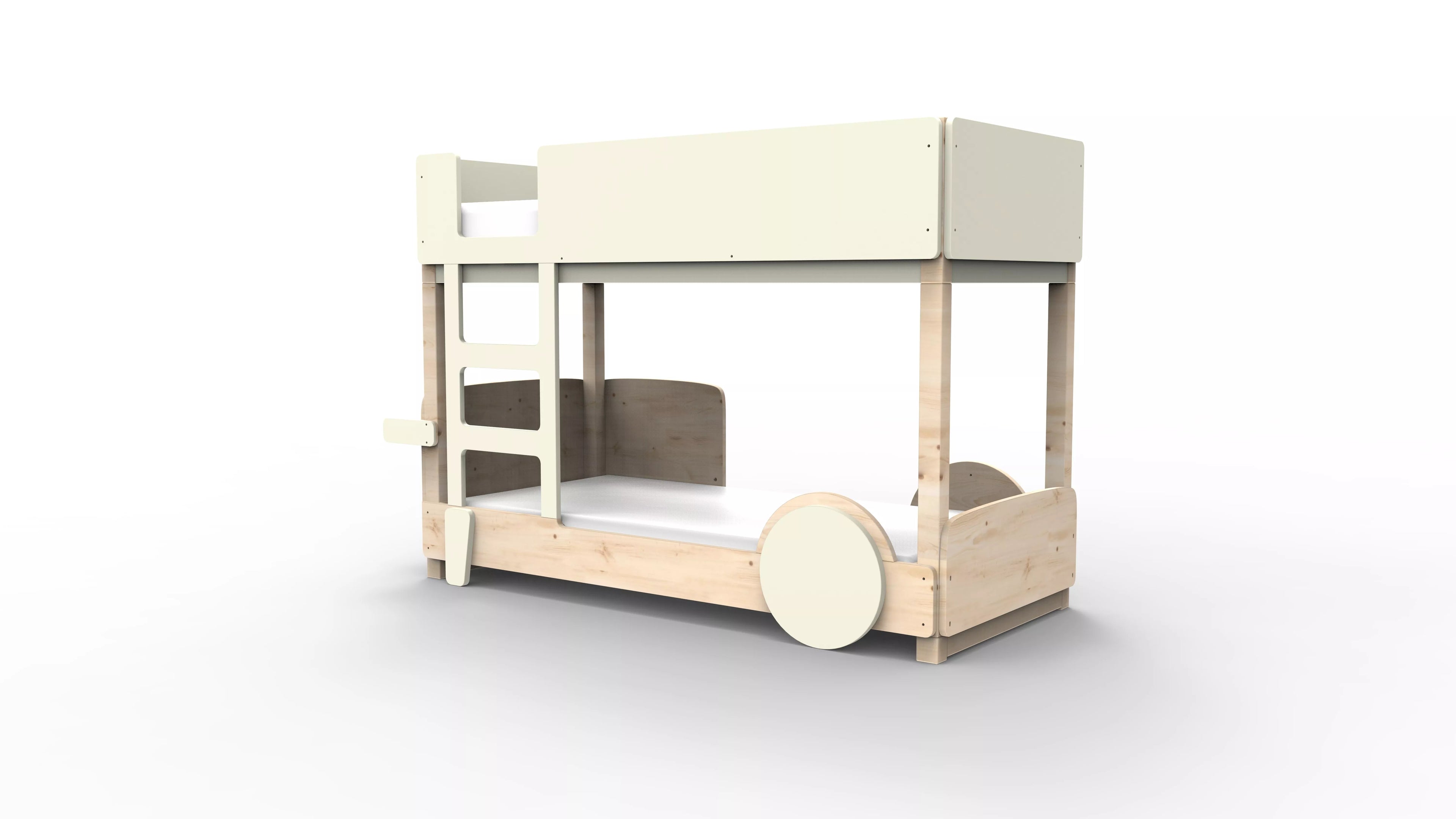 lit superpose en bois massif beige ivoire sans tiroir