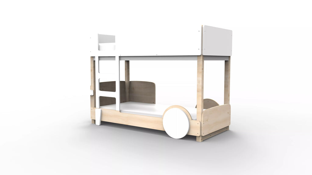 lit superpose en bois massif blanc sans tiroir