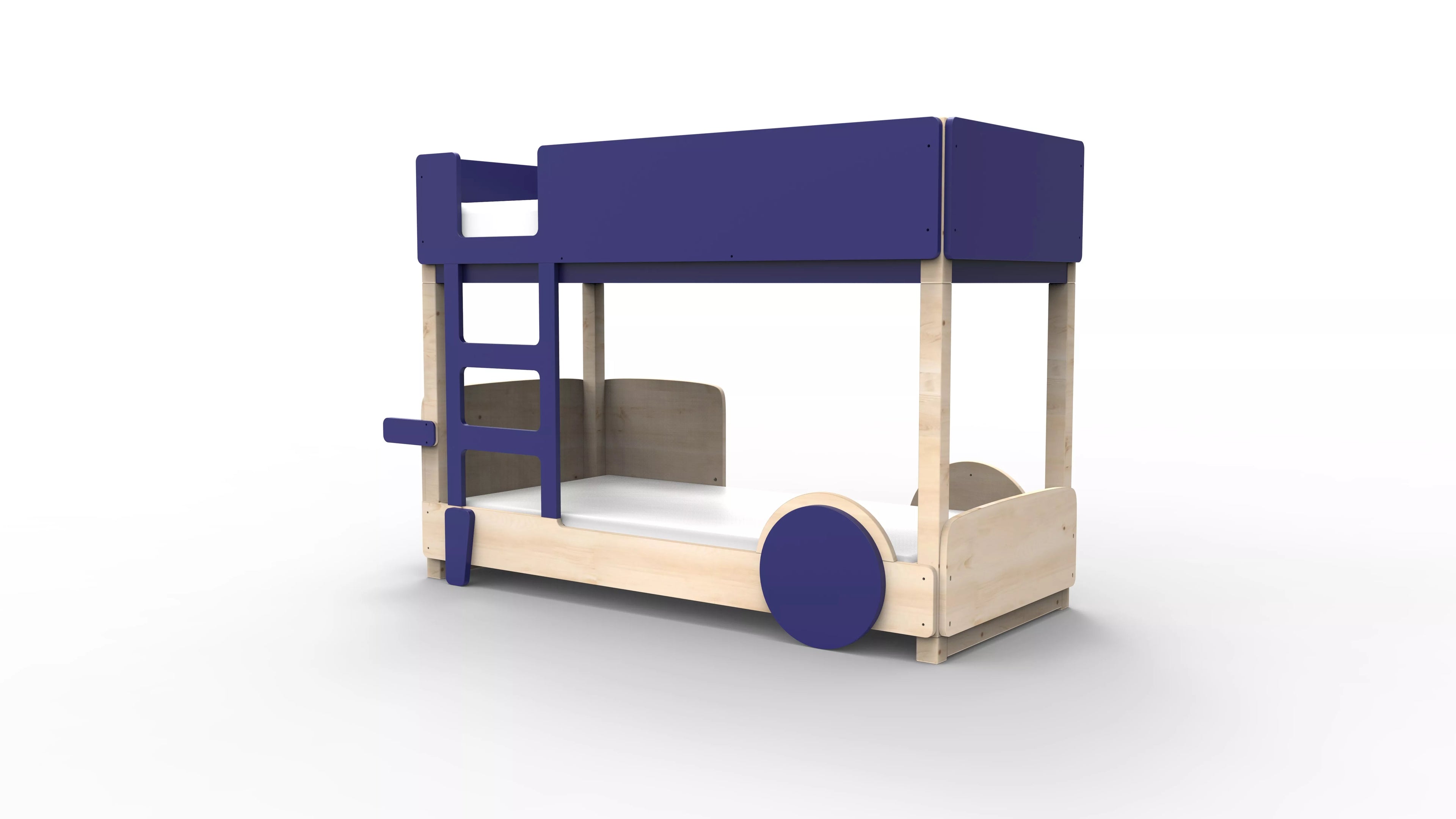 lit superpose en bois massif bleu atlantic sans tiroir