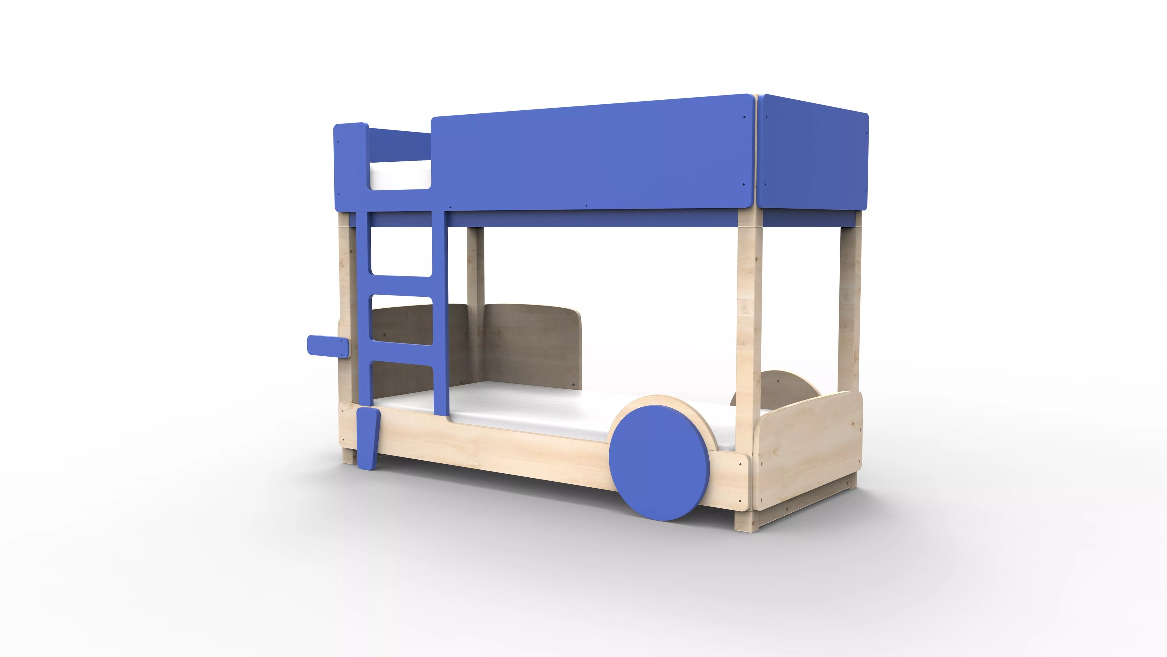 lit superpose en bois massif bleu marseille sans tiroir