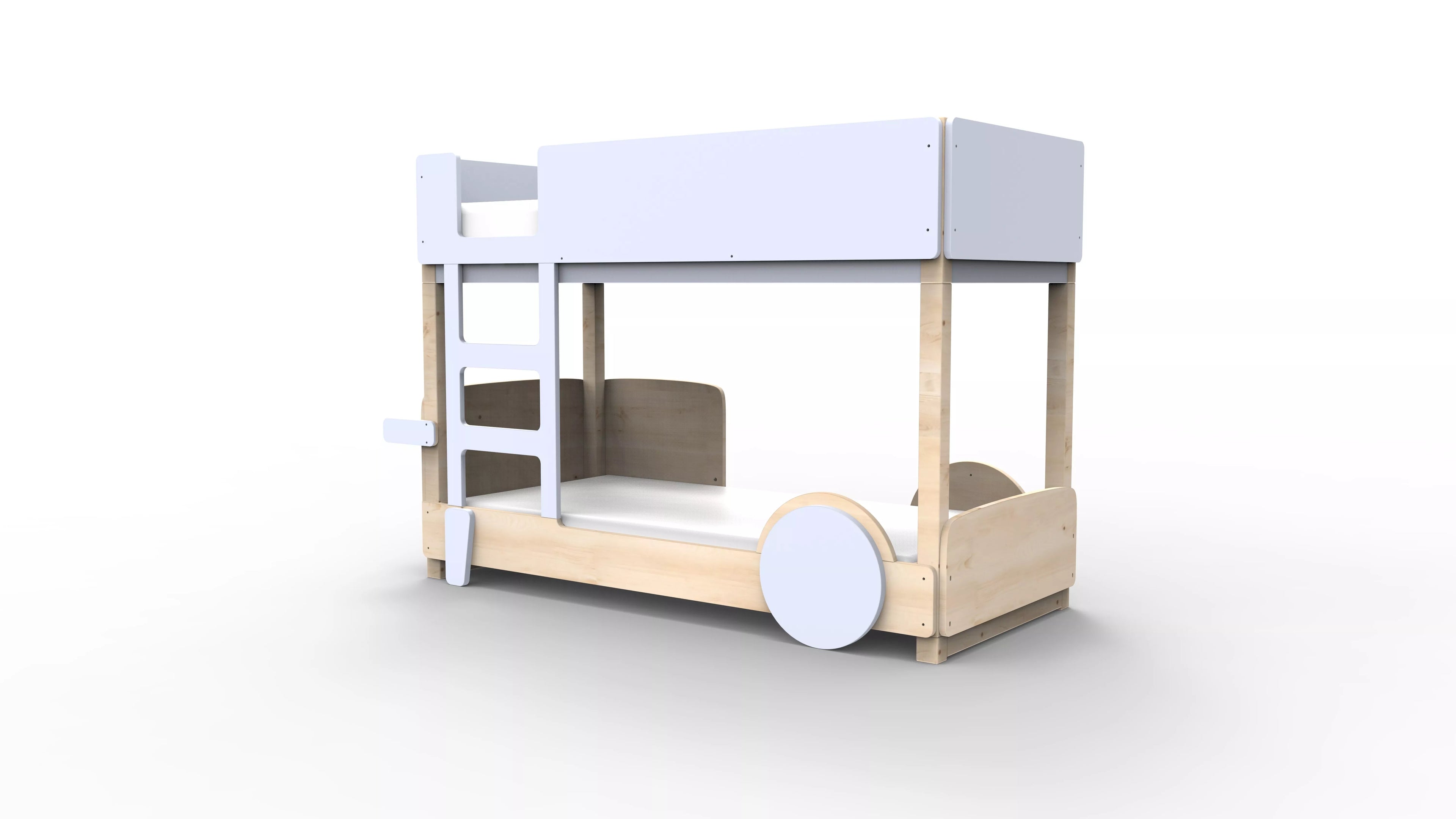 lit superpose en bois massif bleu poudre sans tiroir