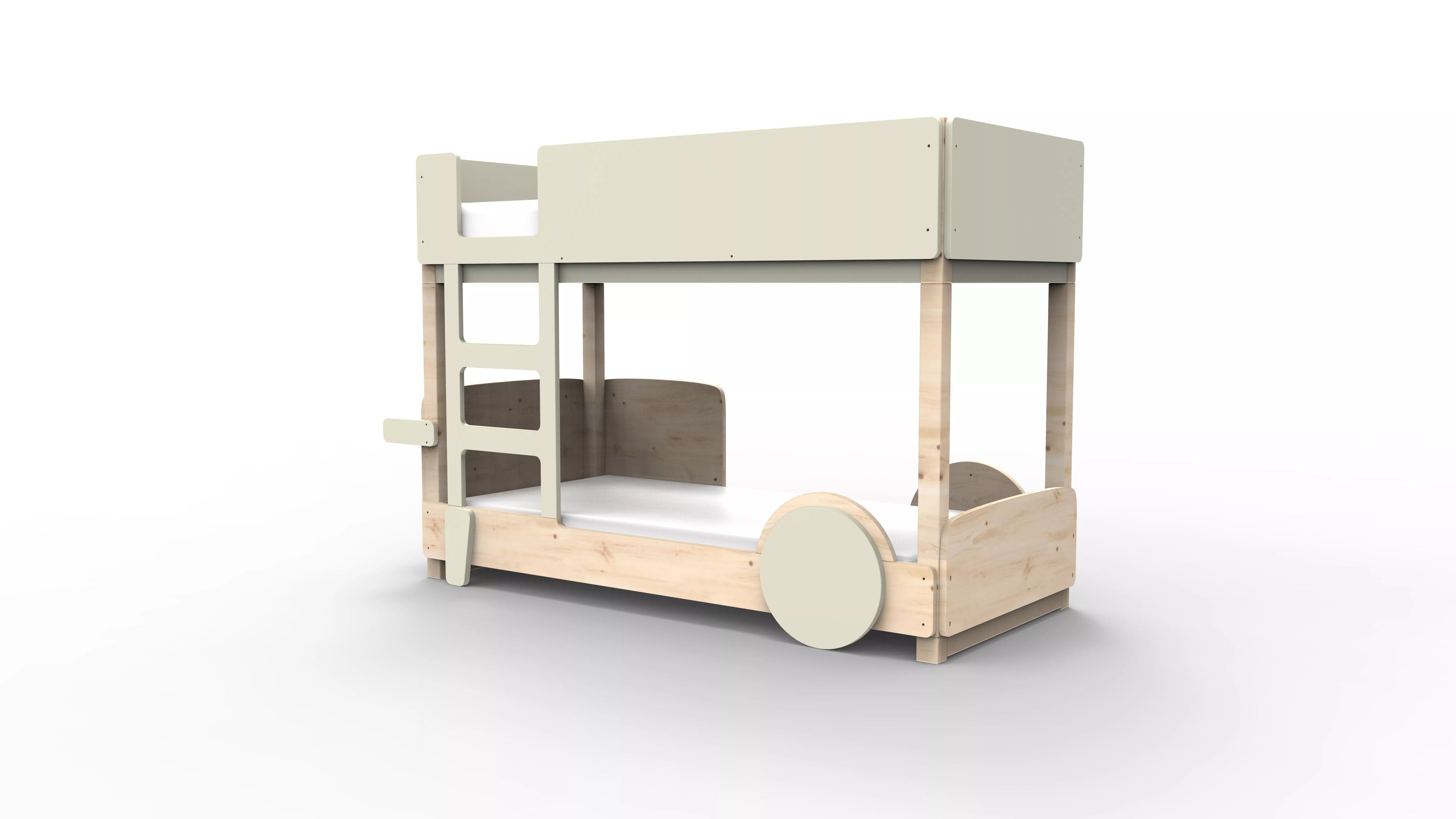 lit superpose en bois massif greige sans tiroir