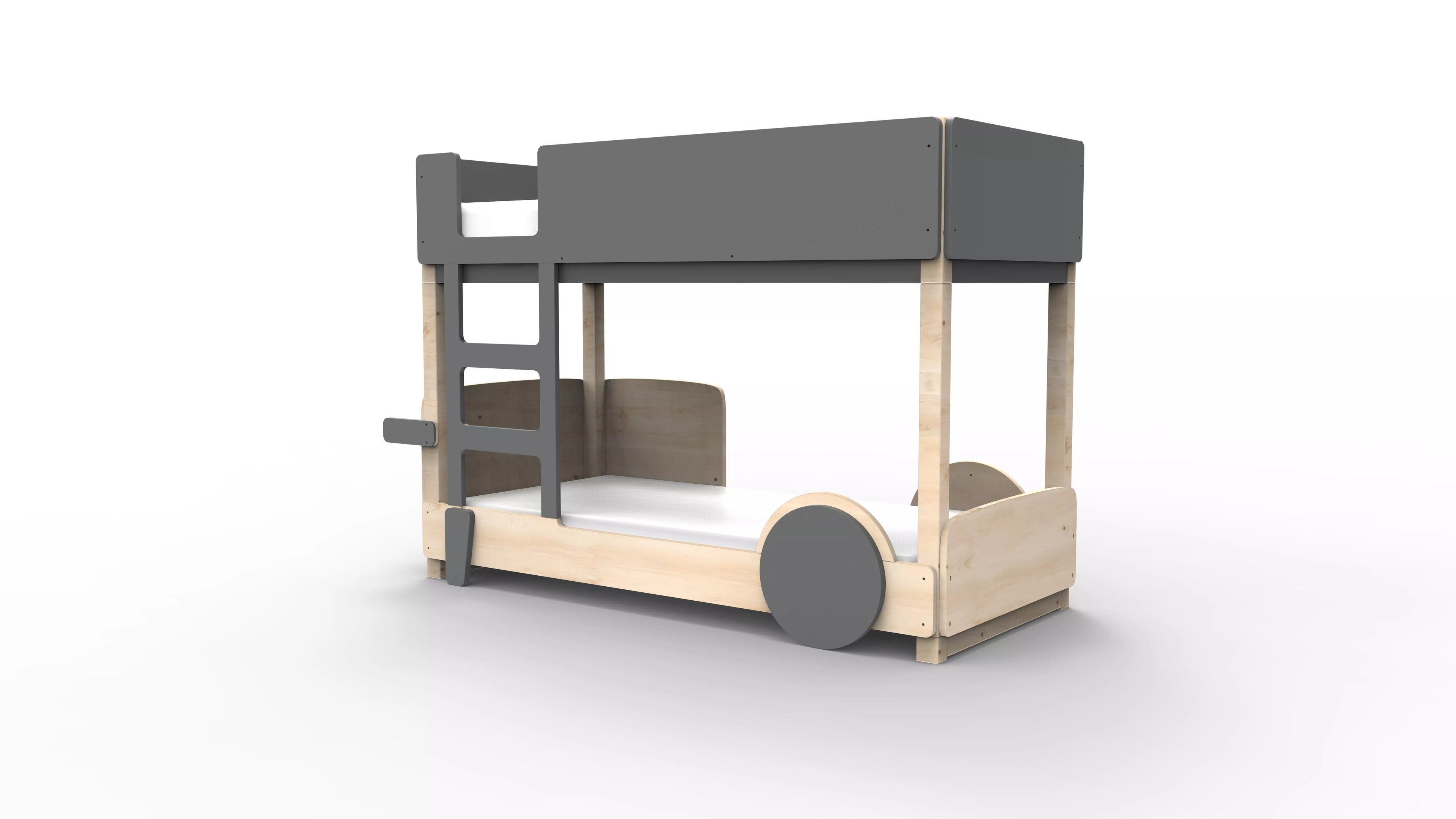 lit superpose en bois massif gris basalte sans tiroir