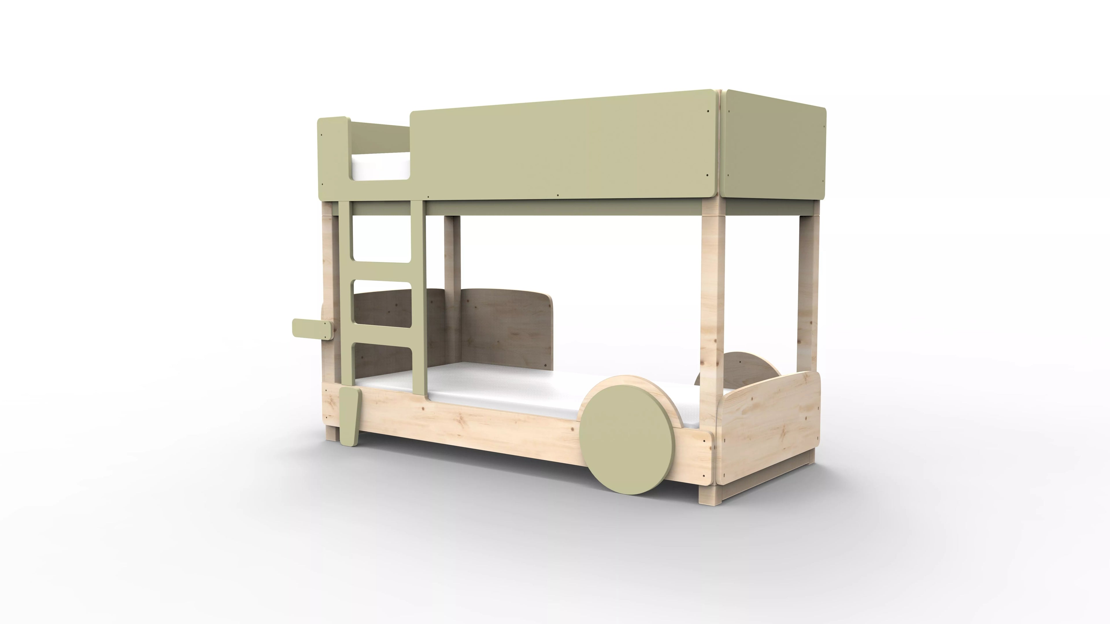 lit superpose en bois massif gris mousse sans tiroir