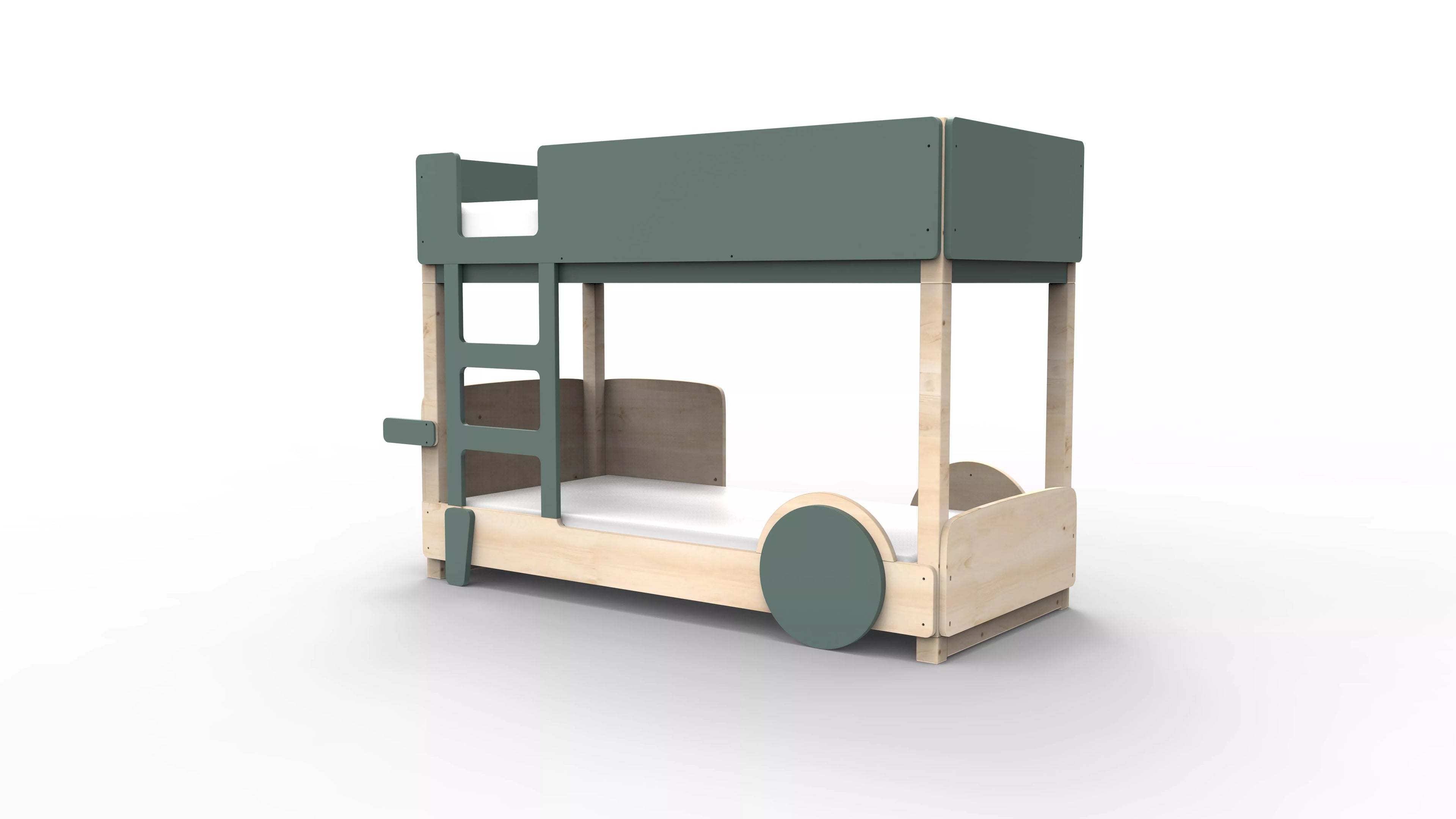 lit superpose en bois massif gris orage sans tiroir