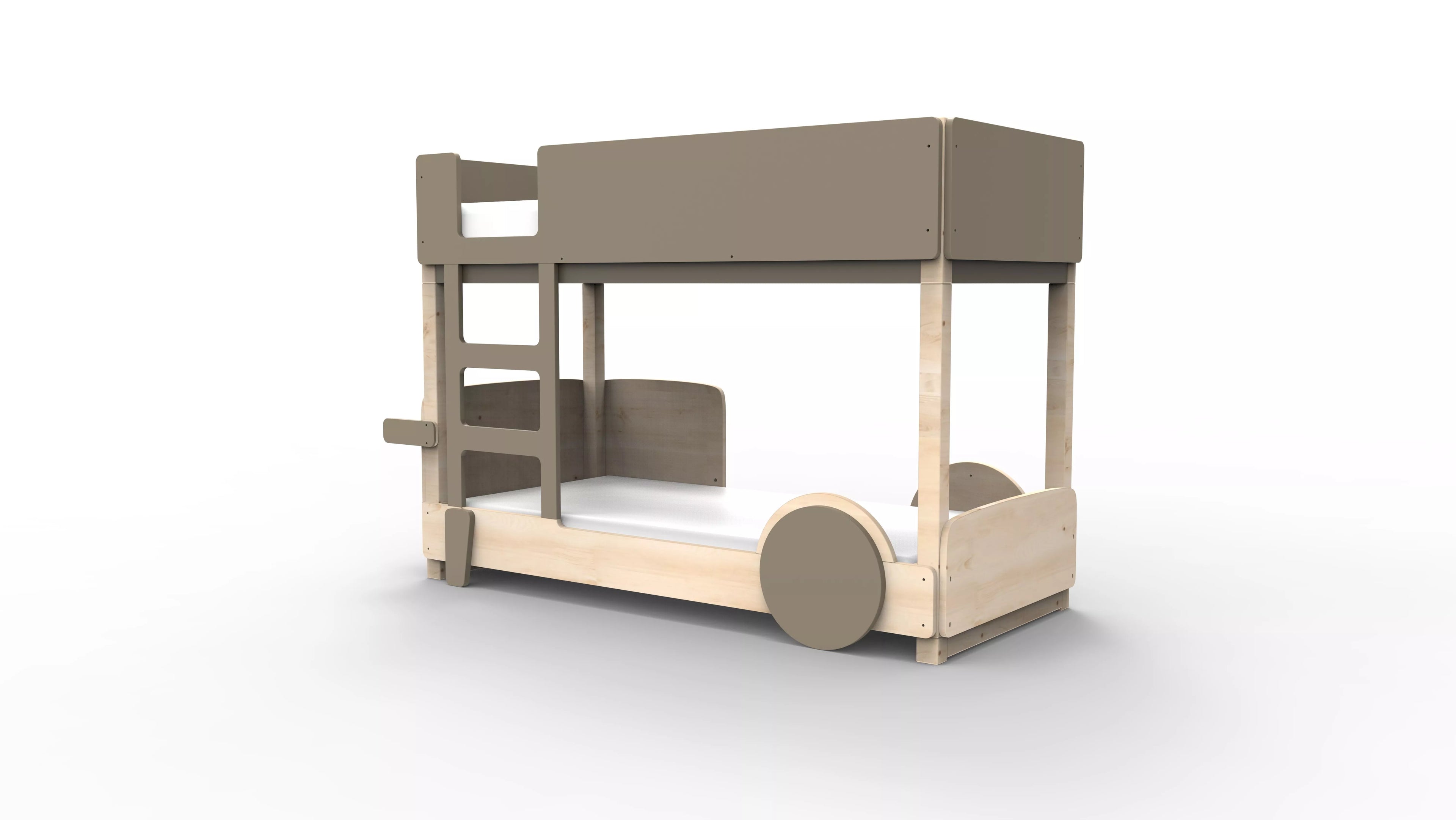 lit superpose en bois massif couleur lin sans tiroir