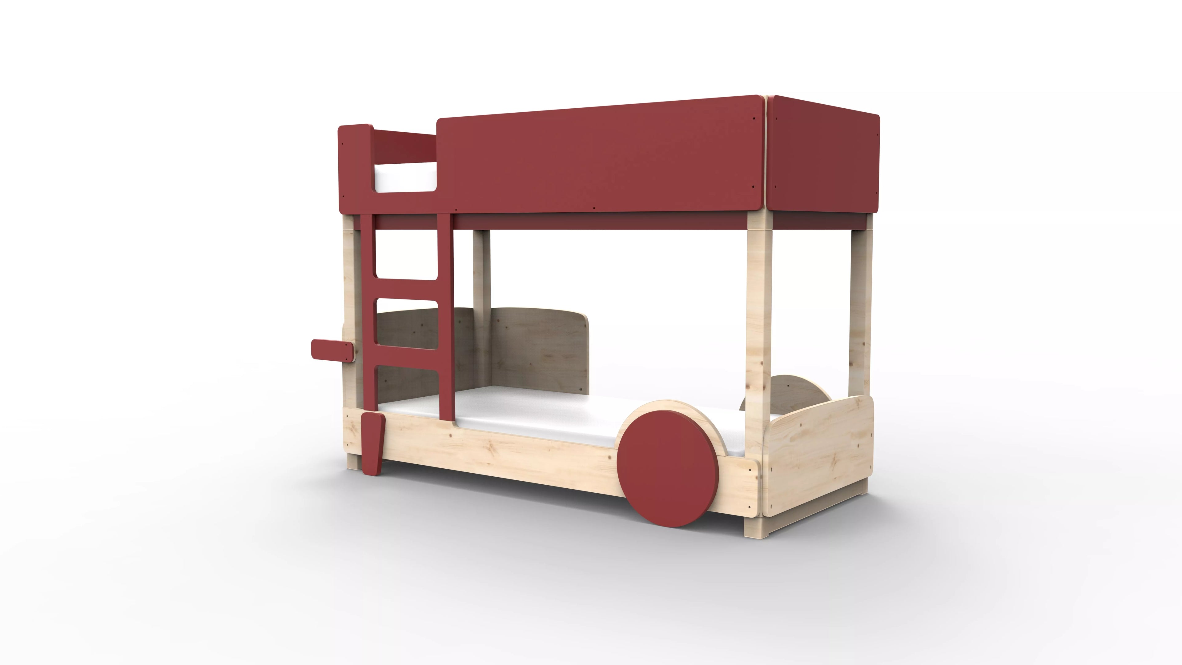 lit superpose en bois massif marsala sans tiroir