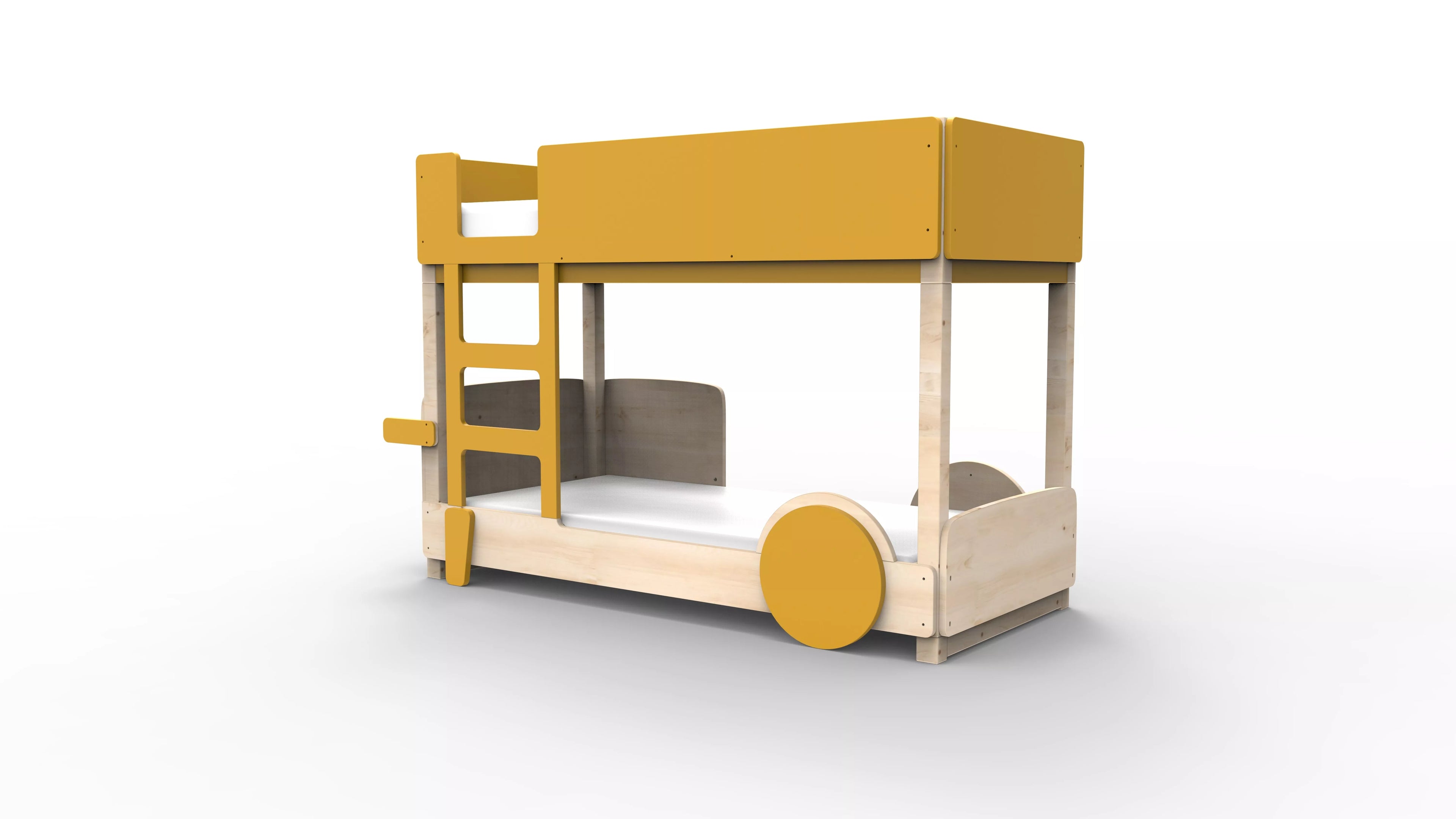 lit superpose en bois massif ocre sans tiroir