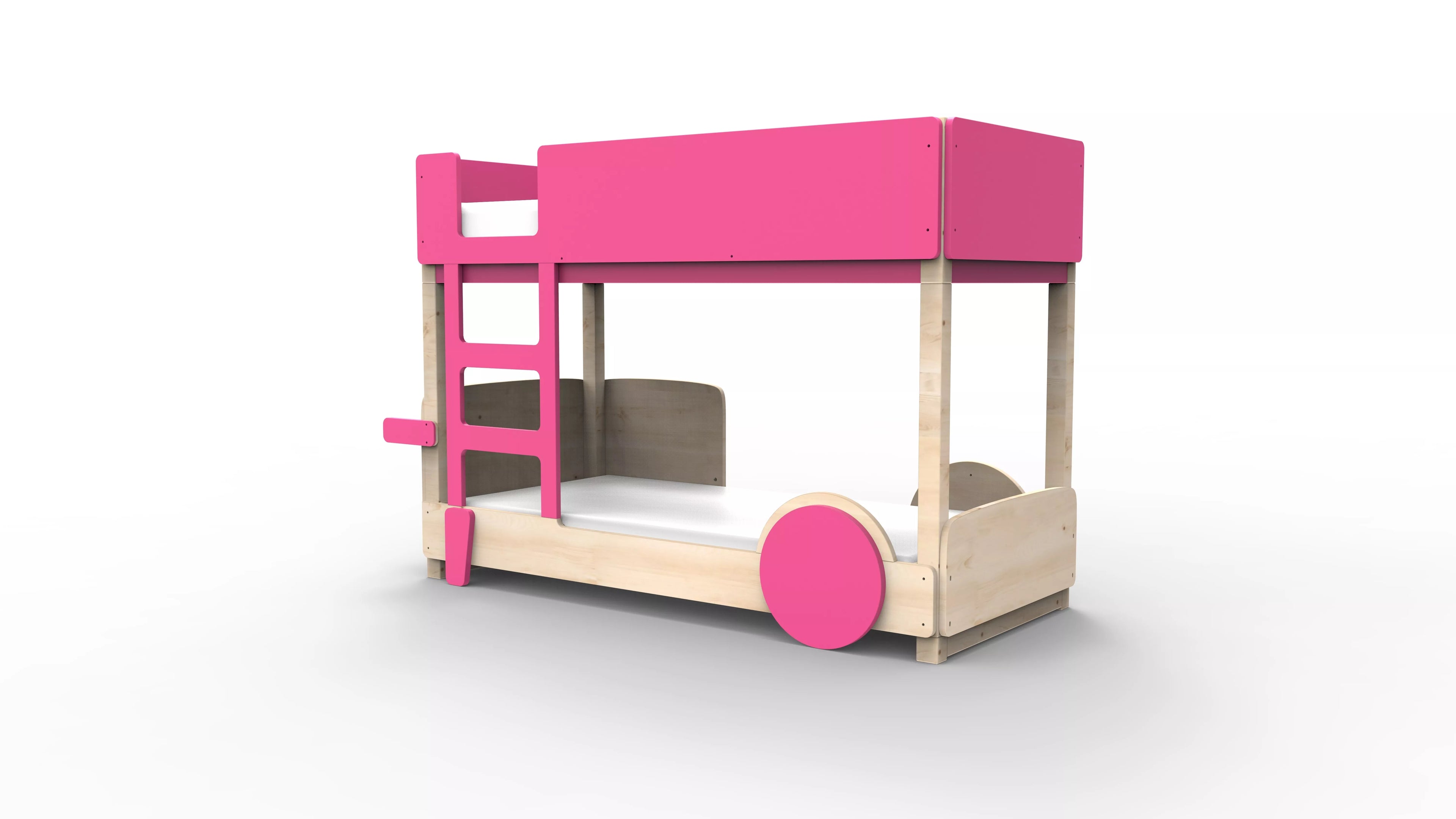 lit superpose en bois massif rose ete sans tiroir