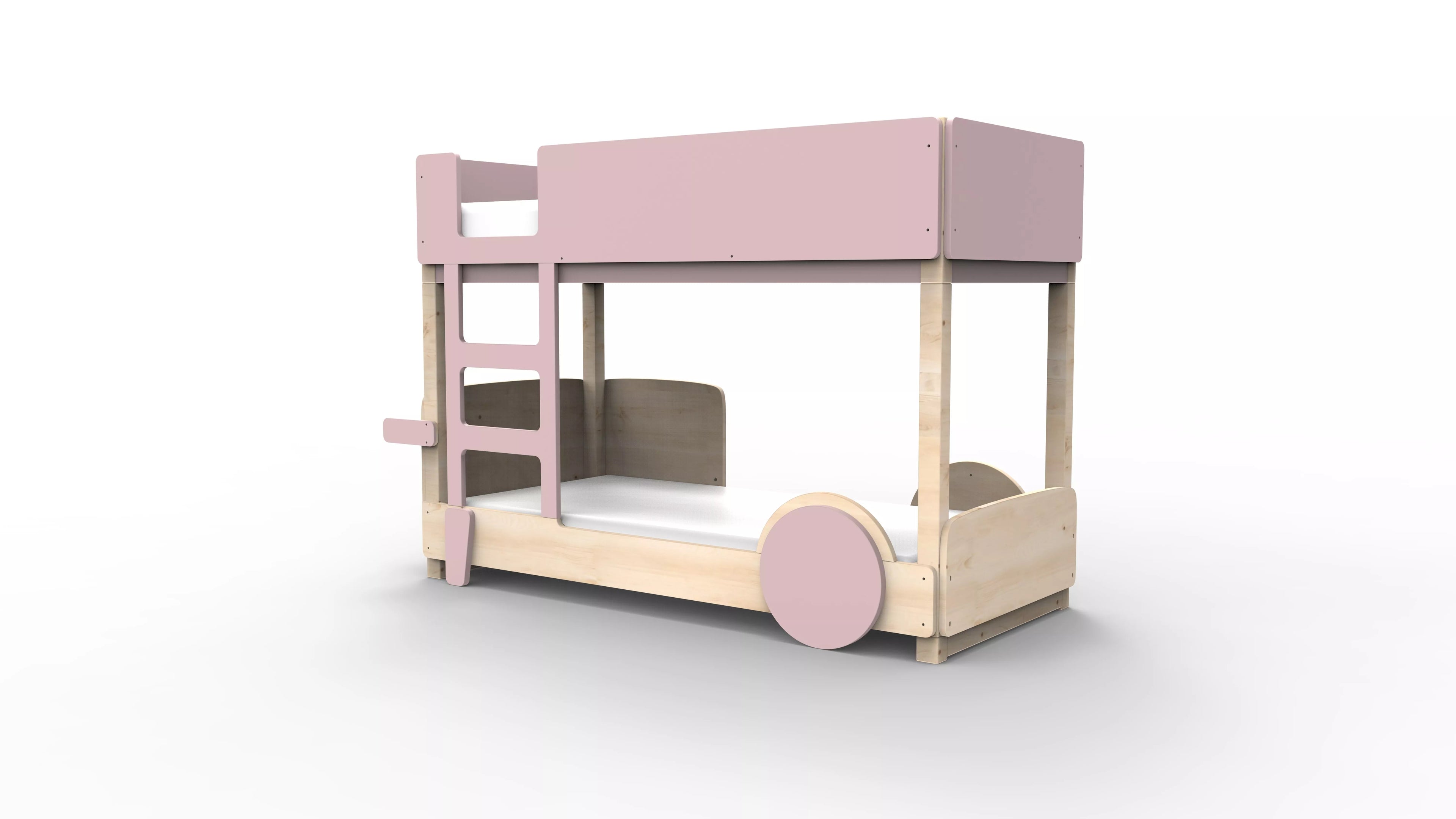 lit superpose en bois massif rose hiver sans tiroir