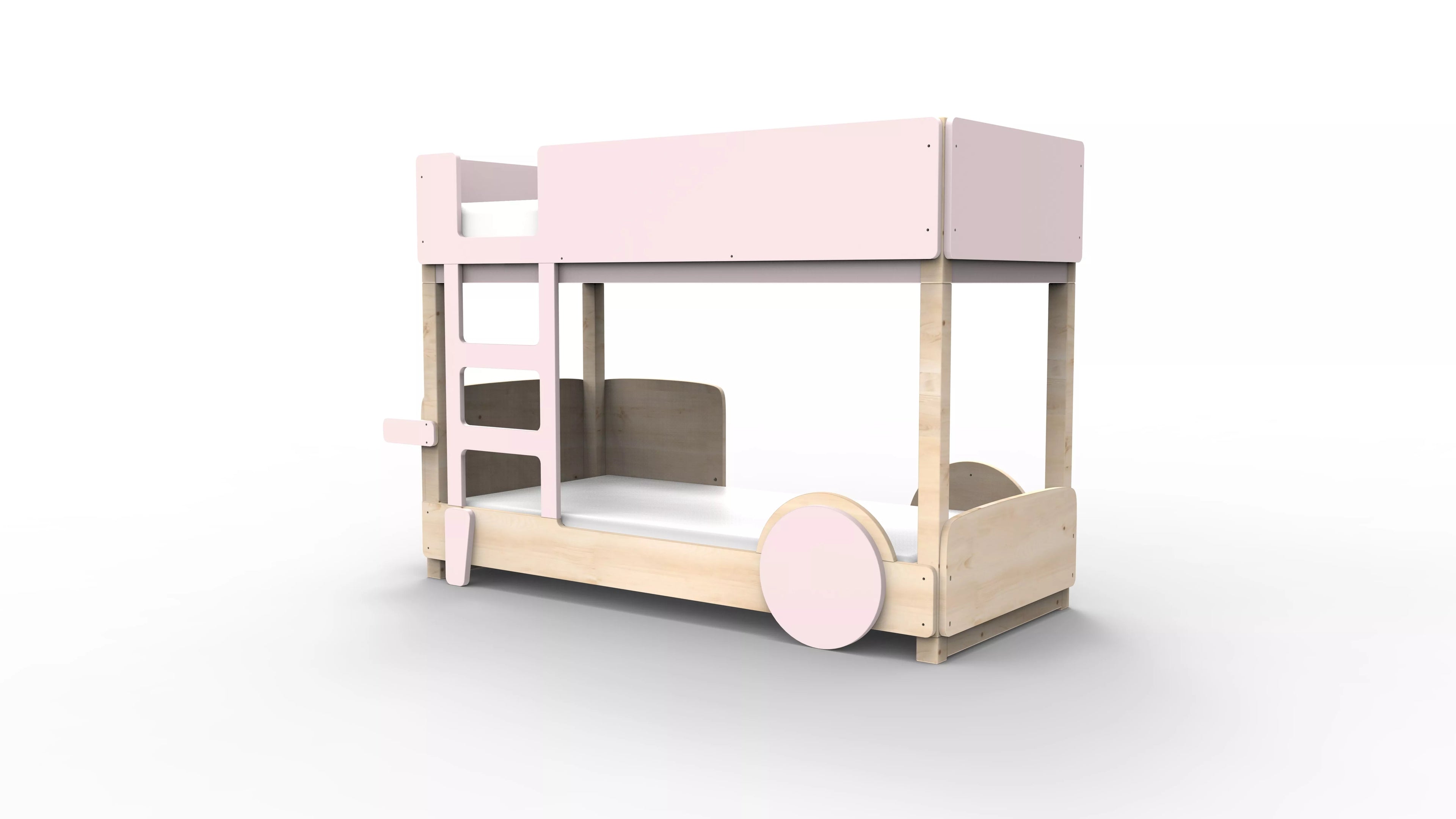 lit superpose en bois massif rose poudre sans tiroir