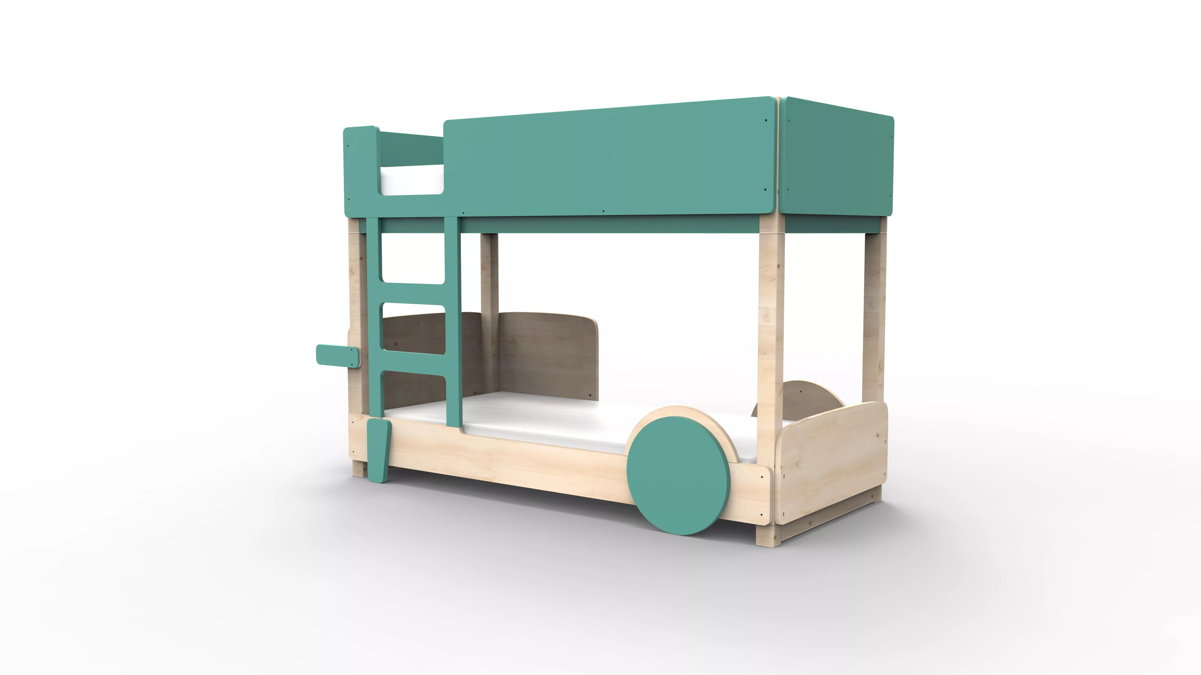 lit superpose en bois massif vert leger sans tiroir