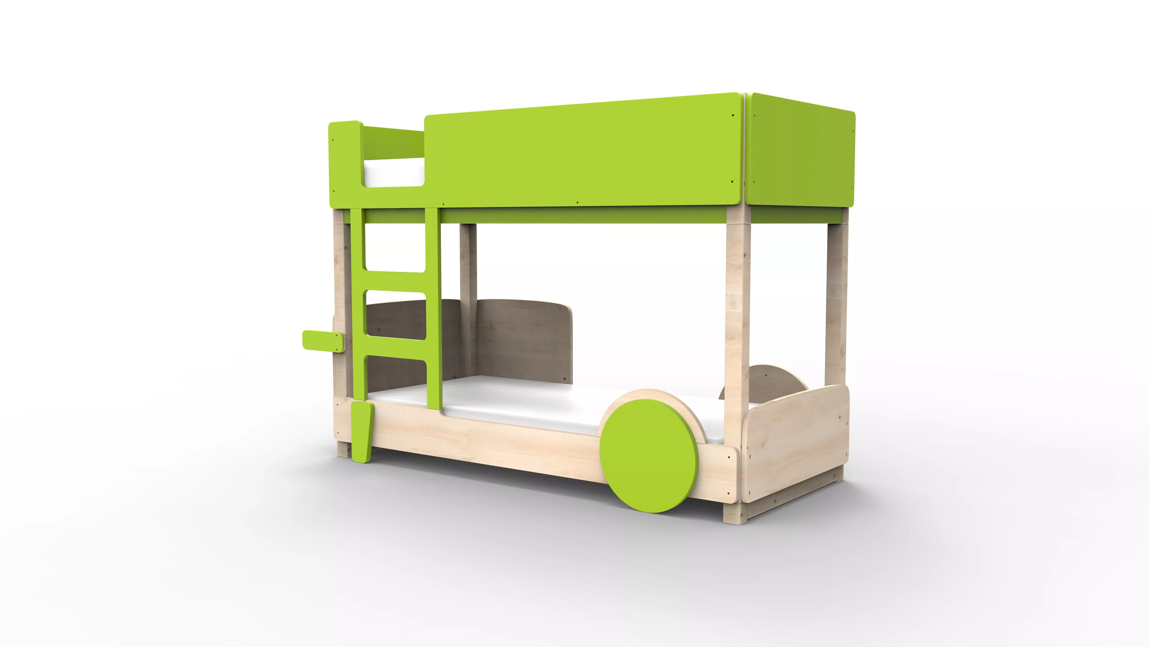 lit superpose en bois massif vert pomme sans tiroir