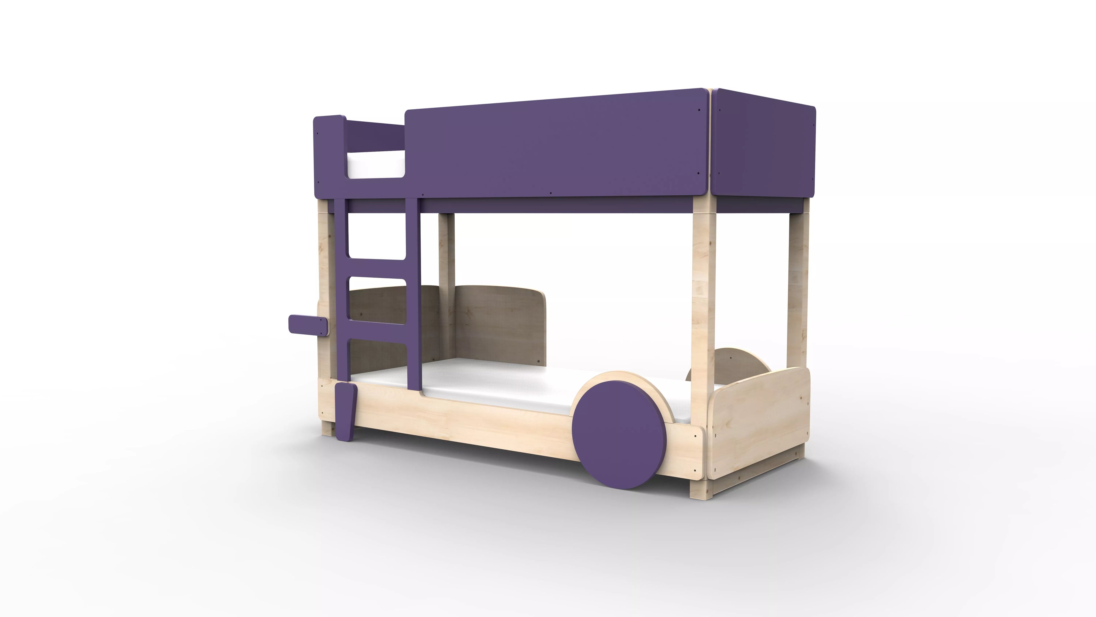 lit superpose en bois massif violet cuberdon sans tiroir