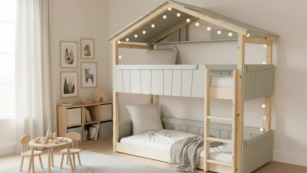Lit Montessori cabane M3 superposé - Étoile