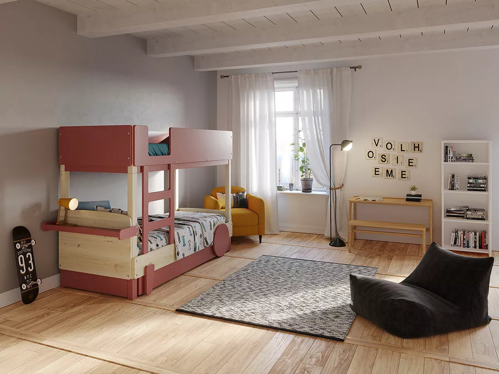 lit montessori superpose avec tiroir mise en situation